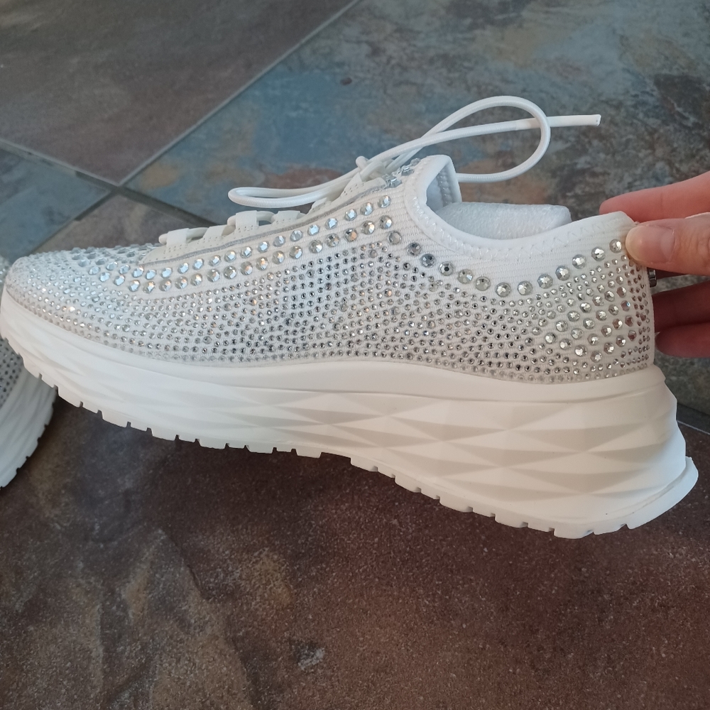 Steve Madden White Crystal Sneakers Brand New - Picture 9 of 16